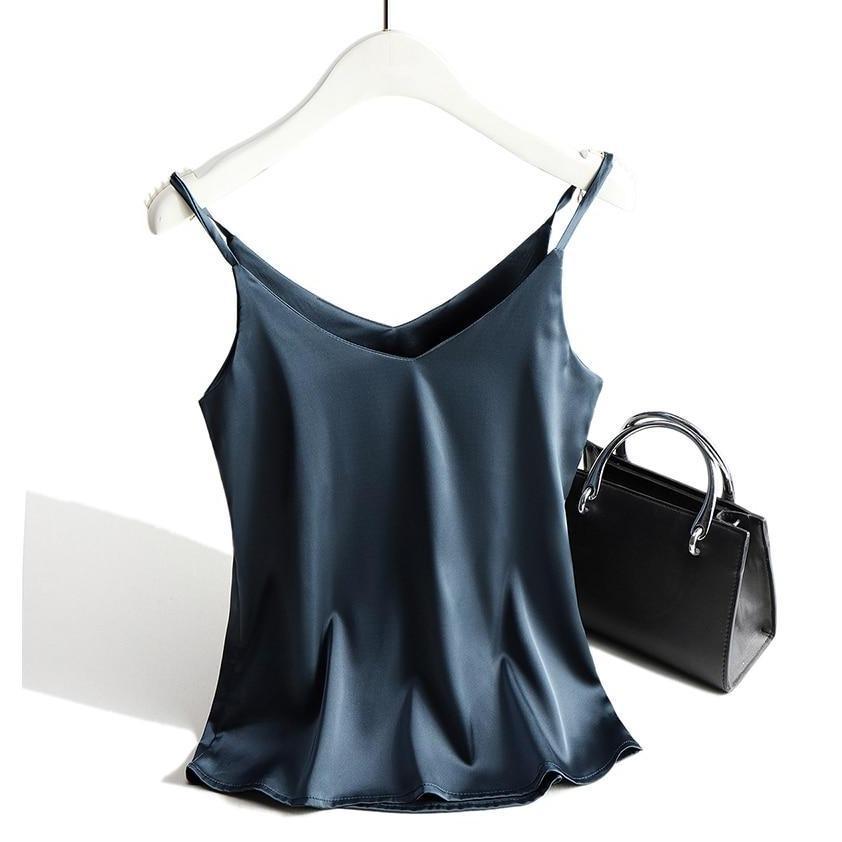 Satin cami top - elegante dames mouwloze blouse