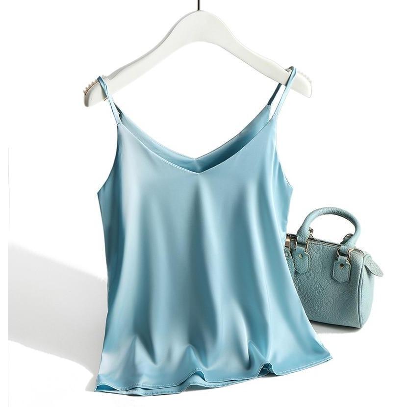 Satin cami top - elegante dames mouwloze blouse