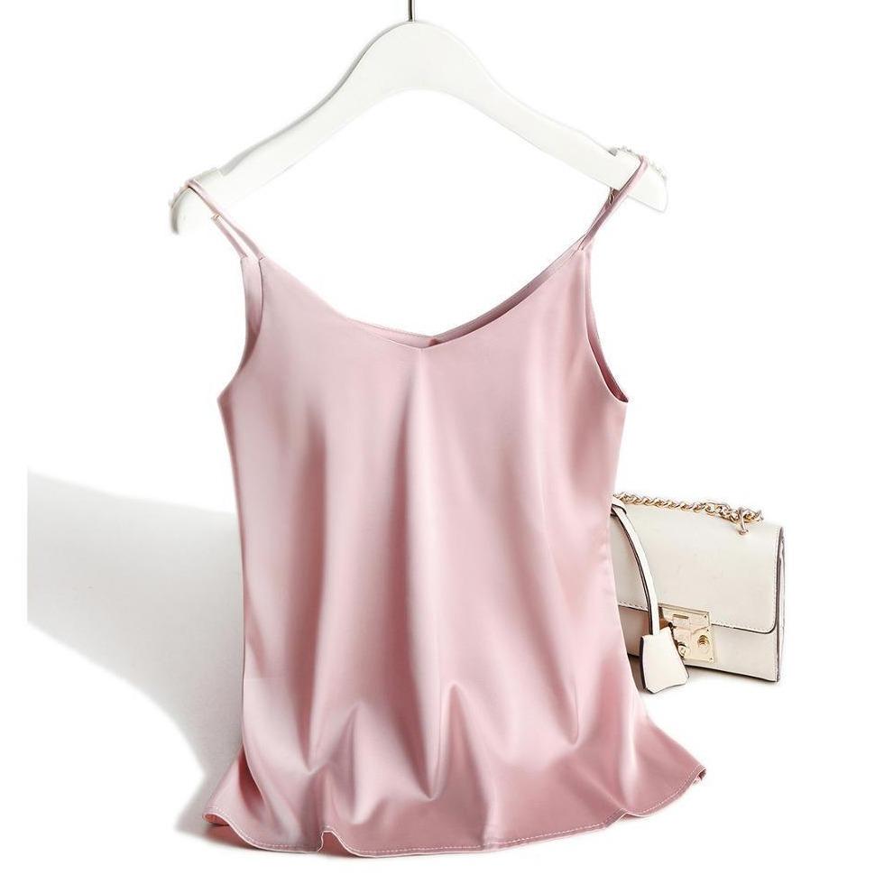 Satin cami top - elegante dames mouwloze blouse