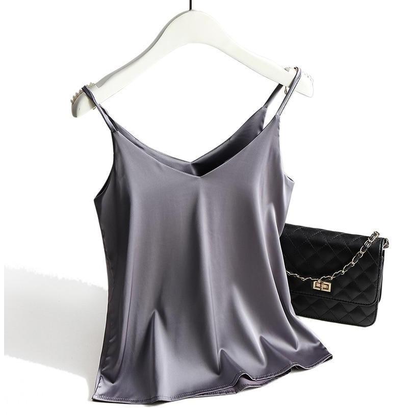 Satin cami top - elegante dames mouwloze blouse