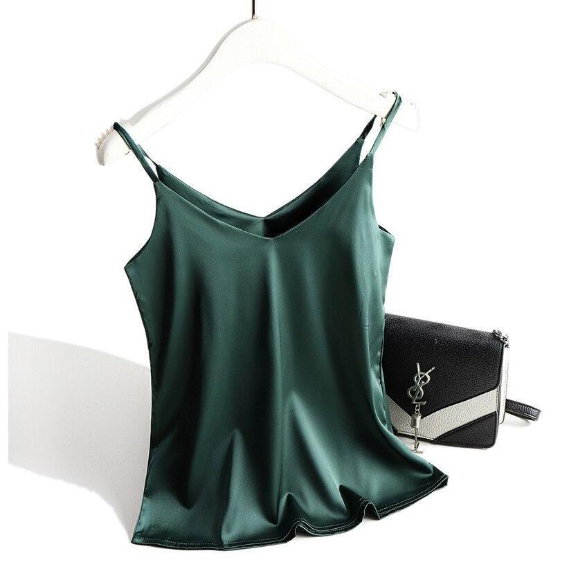 Satin cami top - elegante dames mouwloze blouse