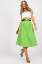 Groene midi-rok met hoge taille - Bakkermode.nl