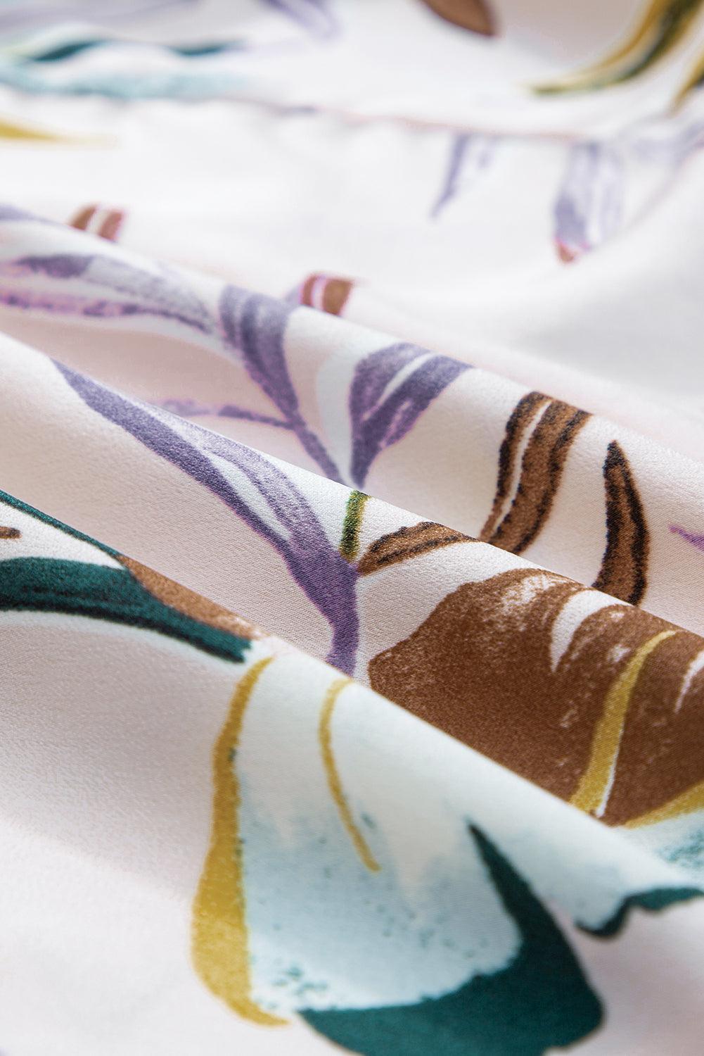 Midi jurk - kleurrijke bloemenprint met spaghettibandjes