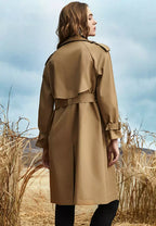 Trenchcoat met dubbele knopenrij voor dames - lange jas met ceintuur - Bakkermode.nl