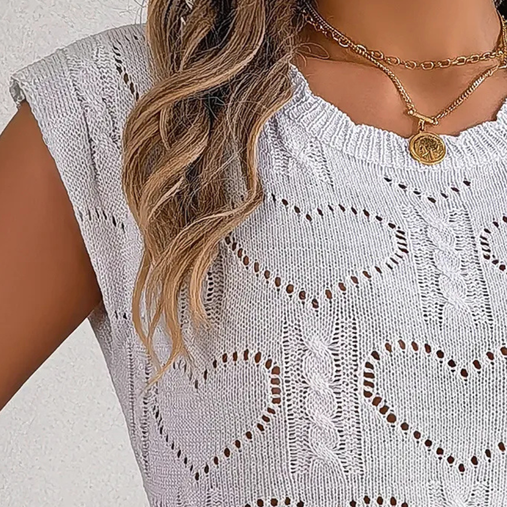 Gebreid topje - hartpatroon cropped sweater voor dames