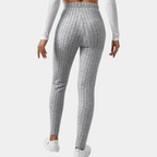 Grijze leggings - stijlvolle ribbed hoge taille damesbroeken