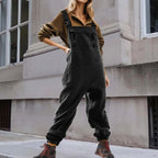 Dames fleece overall - zachte en warme casual wear in zwart of khaki