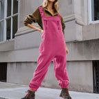 Dames fleece overall - zachte en warme casual wear in zwart of khaki