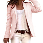 Dames tailored blazer - stijlvolle lange mouwen jacket in lichtblauw - voor kantoor en casual wear