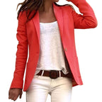 Dames tailored blazer - stijlvolle lange mouwen jacket in lichtblauw - voor kantoor en casual wear