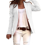 Dames tailored blazer - stijlvolle lange mouwen jacket in lichtblauw - voor kantoor en casual wear