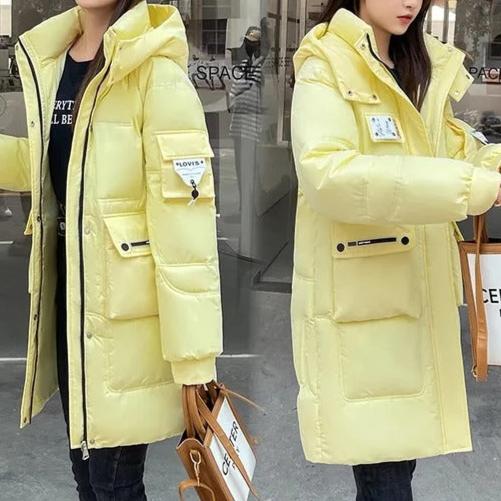 Dames winterparka - geïsoleerde lange blauwe jas met praktische zakken