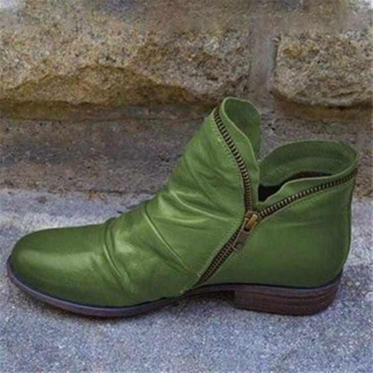 Leren enkelboots - stijlvolle dames zip-up booties