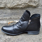 Leren enkelboots - stijlvolle dames zip-up booties
