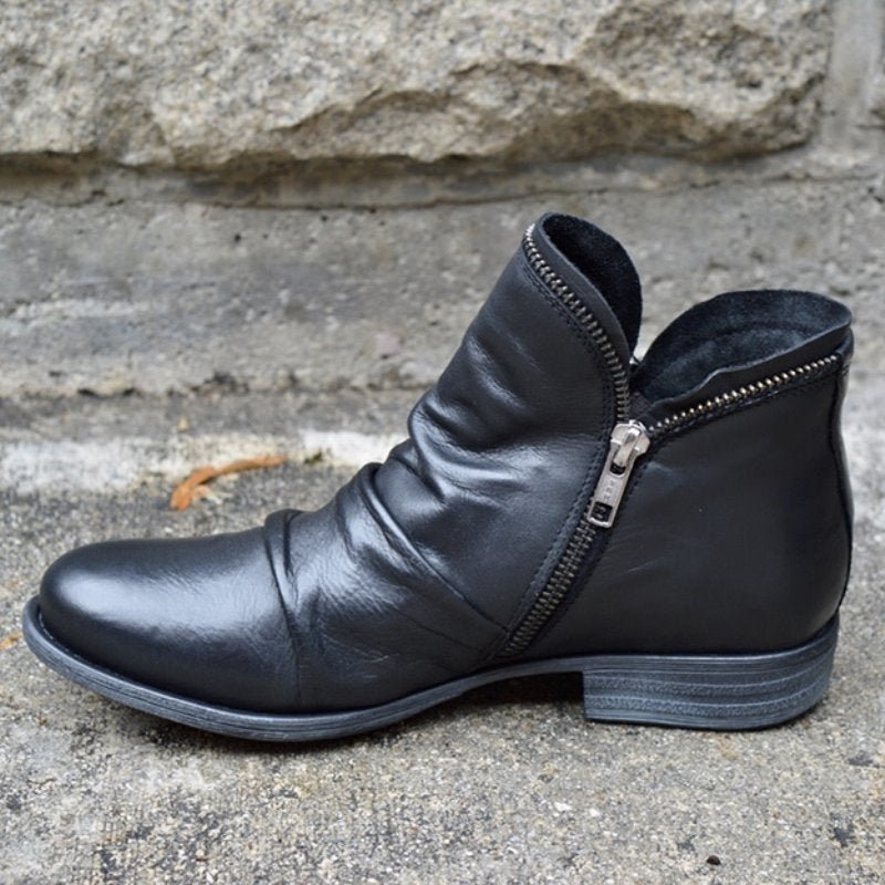 Leren enkelboots - stijlvolle dames zip-up booties