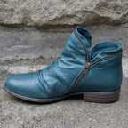 Leren enkelboots - stijlvolle dames zip-up booties