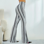 Gestreepte wijde broek - zwart-wit dames flare pants
