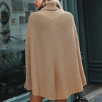 Khaki oversized gebreide poncho jurk - trendy stijl voor dames
