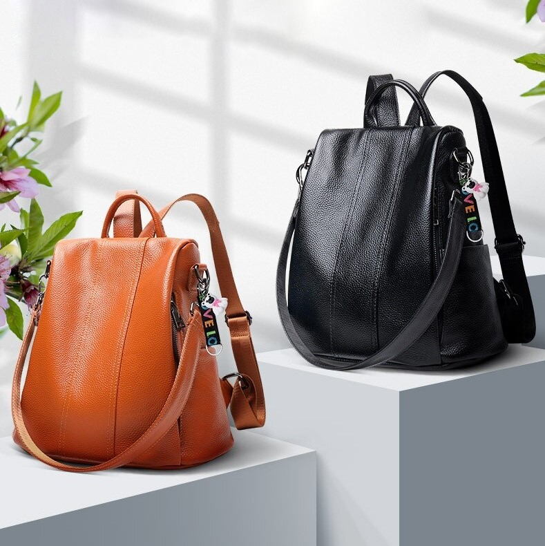 Dames leren rugzak - stijlvolle anti-diefstal tas voor dagelijks gebruik, chique ontwerp, praktisch & veilig