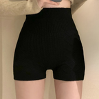 Geribde hoge taille shorts - elegante gebreide shorts voor vrouwen