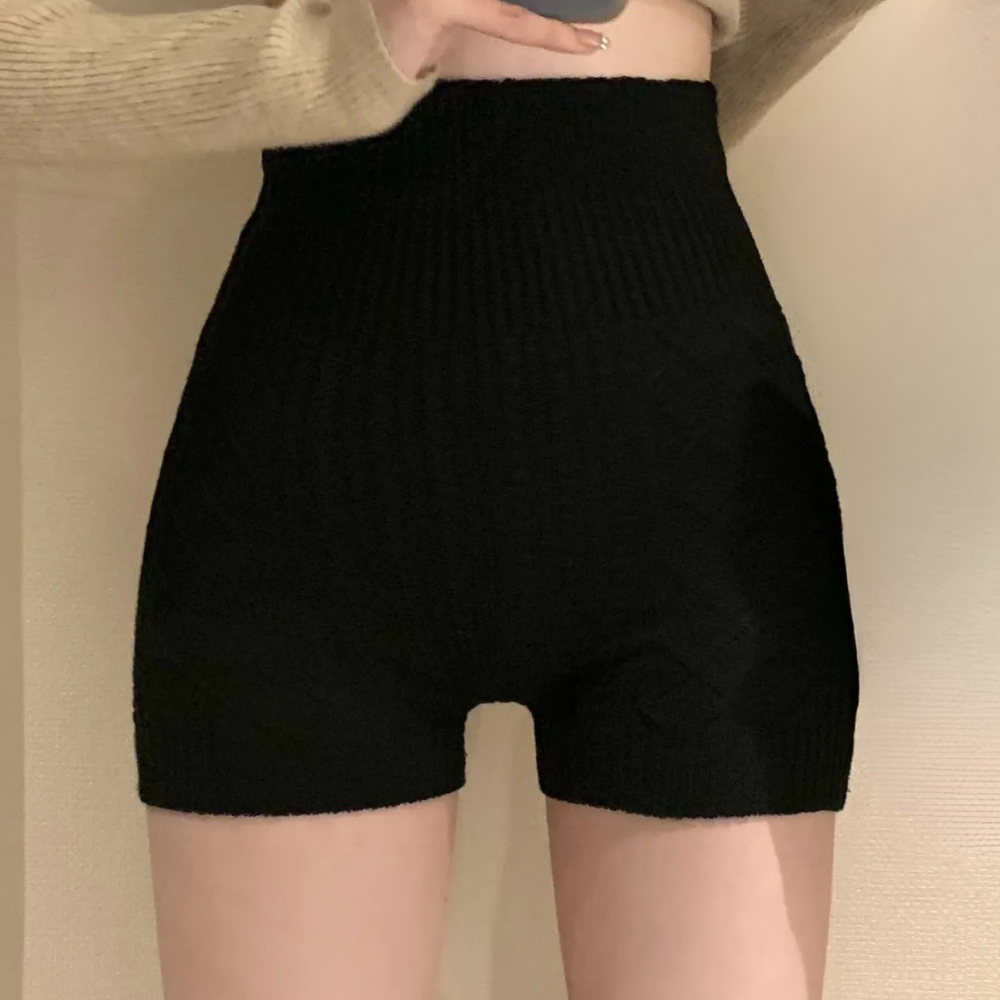 Geribde hoge taille shorts - elegante gebreide shorts voor vrouwen