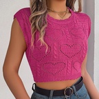 Gebreid topje - hartpatroon cropped sweater voor dames