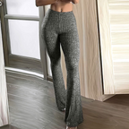Hoge taille flare broeken - trendy grijze damesleggings