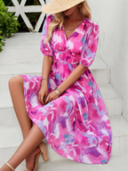 Maxi-jurk - elegante lange roze damesjurk