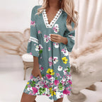 Dames casual bloemenprint jurk met v-hals - zachte stof, voor zomerse uitjes