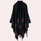 Wollen poncho - elegante dames winterwrap met franjes
